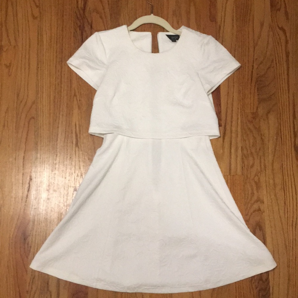 Topshop White Brocade Connected Two-Piece Dress